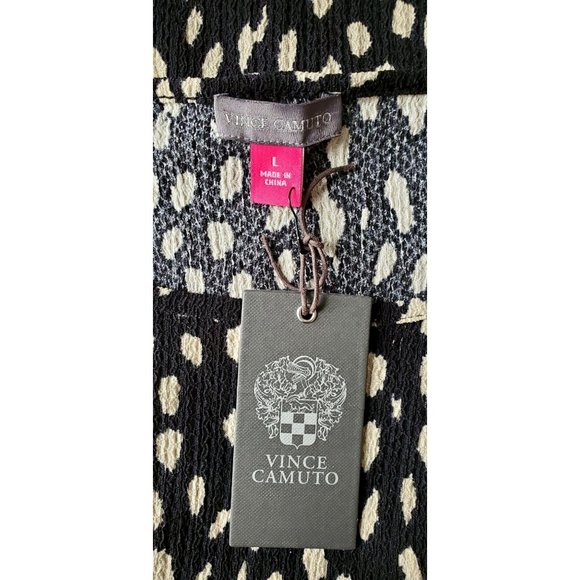 Vince Camuto NWT Top Blouse Short Puff/Bubble Sleeve Animal Print Sz L - Picture 5 of 7